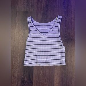 American Eagle Outfitters Gray Striped Cropped Tank Top